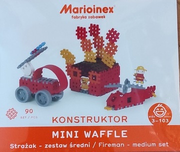 Klocki mini wafle Marioinex Konstruktor zestaw średni Strażak