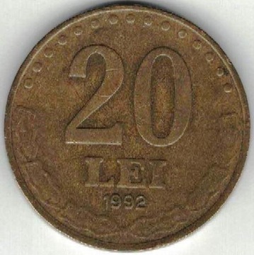 Rumunia 20 lei lejów 1992 24,1 mm  nr 2
