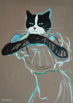 Kot wg Toulouse-Lautrec, 42x29,7, kot, koty