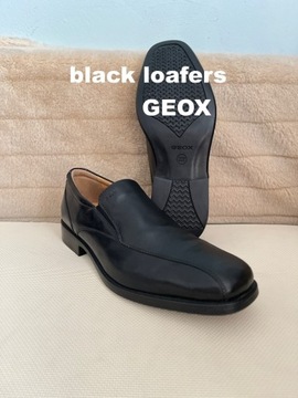 Geox Respira czarne loafersy  męskie ze skóry 