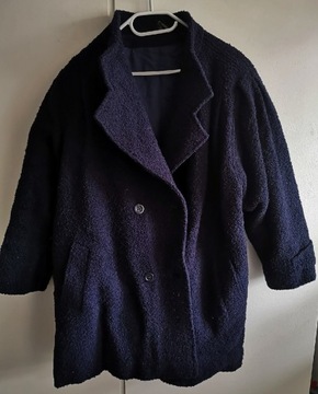 Cora PRL retro vintage wełniany płaszcz bukla 52