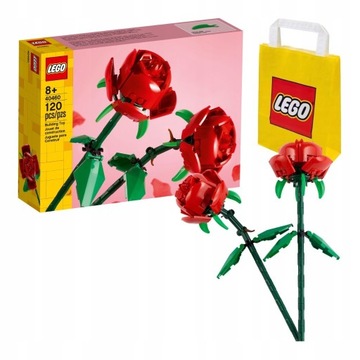 LEGO Classic 40460 Róże + LEGO 6315786 TORBA PAPIEROWA VP MAŁA S 24X18X8