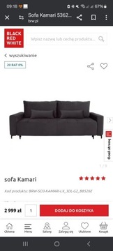 Nowa sofa Kamari Lux antracyt black red white 