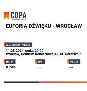 2 bilety na koncert Euforia Dźwięku Wrocław 