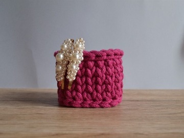 koszyk ze sznurka bawełnianego fuksja różowy 