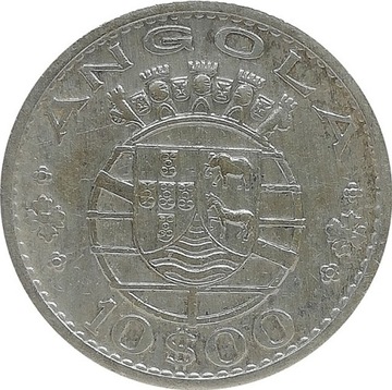 Angola 10 escudos 1955, Ag KM#73