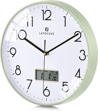 Lafocuse cichy zegar ścienny z wyświetlaczem LCD 30cm