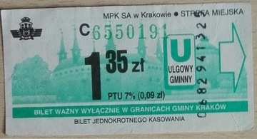 MPK KRAKÓW - 1,35 zł seria C ulgowy gminny