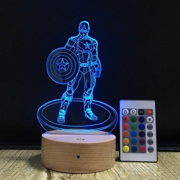 Lampka nocna LED 3D, Marvel, Captain America