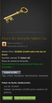 Klucz Steam do skrzynki Mann Co. Team Fortress 2