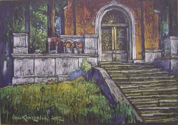 LWÓW pejzaż pastel olejny 25x35cm 2002r