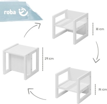 Roba Taboret dla dzieci , Biały, 30 x 30 x 30 cm 