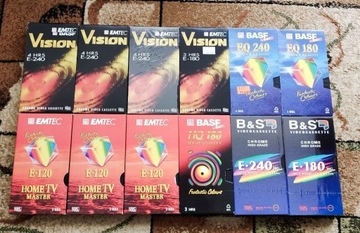 12 X Kaseta VHS BASF, EMTEC, B&S