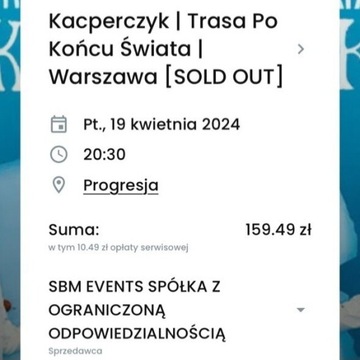 Bilet na koncert Kacperczyk Warszawa Progresja