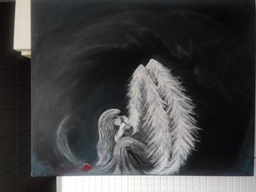 Obraz akrylowy ręcznie malowany "Anioł stróż"