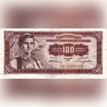 Jugosławia 100 Dinara 1955 2szt