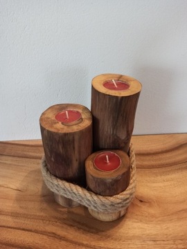Świecznik drewniany tealight drewno orzech włoski 