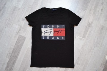 Tommy Hilfiger koszulka S męska czarna logo bluzka