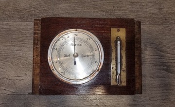 Zabytkowy barometr z termometrem 