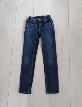 Spodnie jeansowe gumowan rurki Zara granat 8 lat +