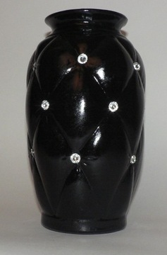 Wazon czarny pikowany cekinami baryłka 24 cm