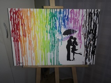 Obraz "Zakochani pod parasolem" 