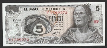 Meksyk 5 pesos 1972 - stan bankowy UNC