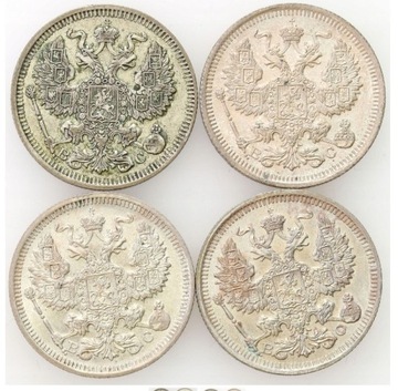 Rosja 20 kopiejek 1914-1916 BC – 4 szt srebro