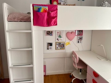 Łóżko SMASTAD IKEA na antresoli + szafa + biurko
