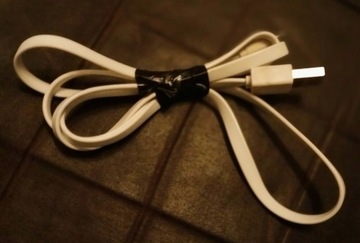 Kabel USB - microUSB typ B 1m biały płaski