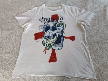 T-shirt biały "England' z cekinami - XXL