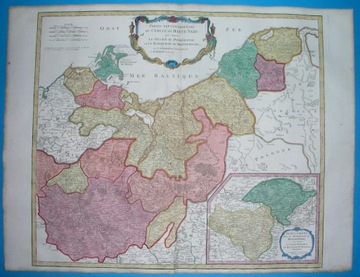 1754 duża ORYGINAŁ mapa POMORZE SZCZECIN KOSZALIN