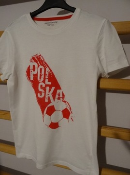 T-shirt __ biały z napisem POLSKA __ r. 146/152