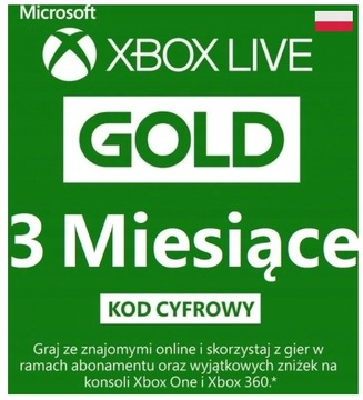 Xbox Live Gold 90 DNI / 3 MIESIĄCE EU/PL