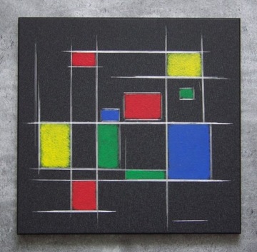 Ręcznie grawerowany\malowany obraz a'la Mondrian 