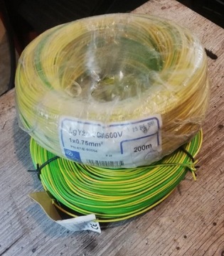 Przewód LGY 1x0,75 mm żółto zielony 200m 