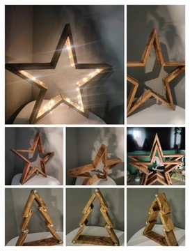 Świąteczna gwiazda dekoracja z drewna 50 cm