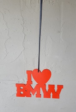 Zawieszka I LOVE BMW * sklejka 3mm, sznurek, serce