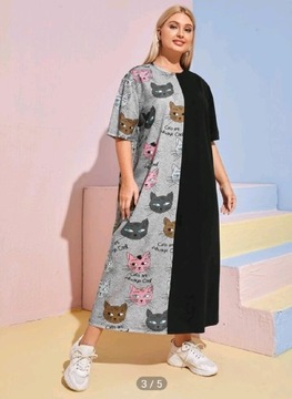 Długa sukienka w koty