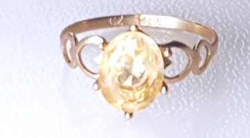 Złoty  pierścionek z cytrynem 375 1.30gr