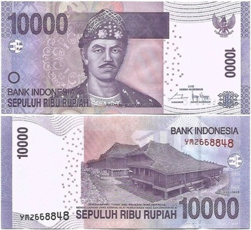 Indonezja 10000 Rupiah AUNC banknot ZDJ. POGLĄDOWE