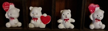 Walentynkowe Misie Miniaturki ceramika 6 sztuk