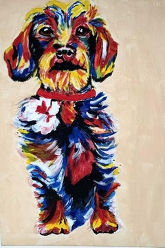 Obrazek Pieska Terriera - Ręcznie Malowany 
