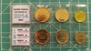 #.1, 2, 5, groszy 2014 RM sześć monet menniczych*