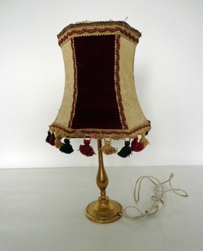 Mosiężna lampka elektryczna z abażurem