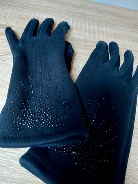 CZARNE rękawiczki / zdobione / S, M / Damskie