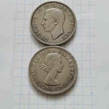 2 szylingi Anglia Elżbieta 1966 i Jerzy 1947.