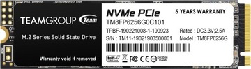 SSD TEAM GROUP TM8FP6256G 256GB NVMe M.2 2280 GWAR