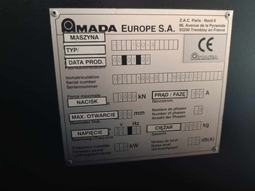 Prasa Krawędziowa AMADA HFT 100 - 3 + stemple + matryce. Cena netto.