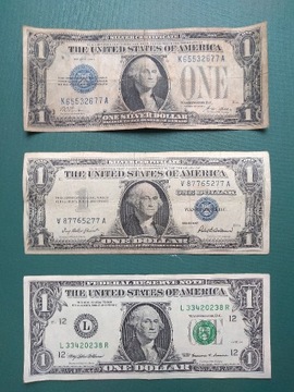 1 Dolar set 1928,1957,1999 dollar